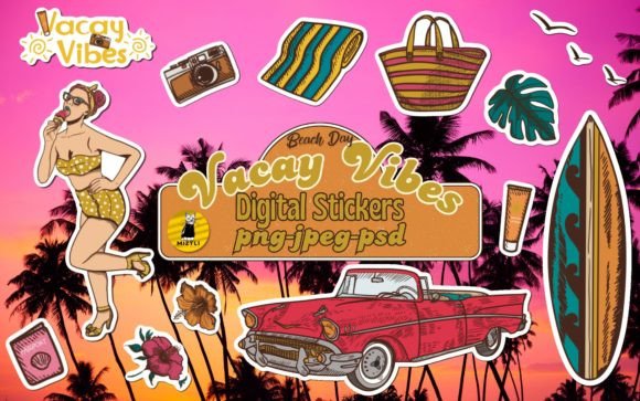 Download Vacay Vibes Beach Day Digital Stickers - Beach day Collection