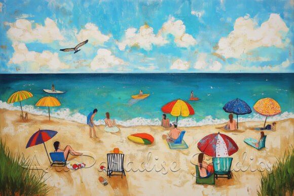 Download Colorful Beach Day Costal Umbrella Print - Beach day Collection