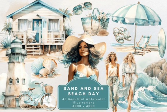 Download Sand &amp; Sea Beach Day Clipart - Beach day Collection