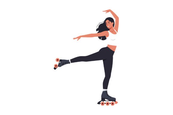 Download Roller Skating Woman in Dynamic Pose, Fl - Dynamic pose Collection