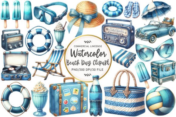 Download 1950s Style Beach Day Clipart - Beach day Collection
